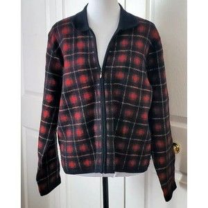 Bridgetown Collection Womens Wool Plaid Zip up Sweater Long Sleeve Jacket Sz M